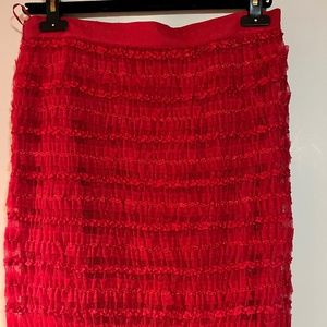 Givenchy NWT Red Chiffon Ribbon Pencil Skirt S 6